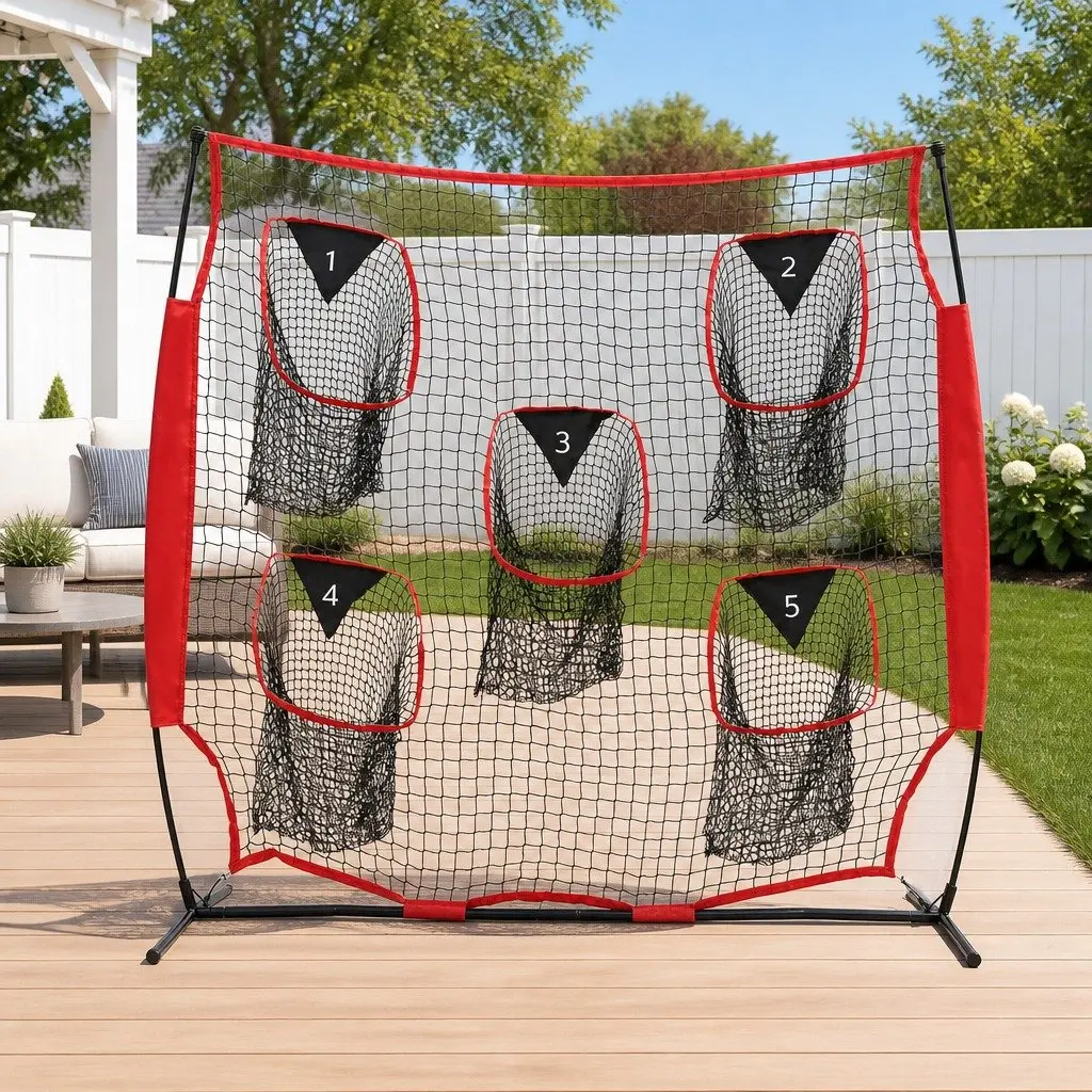 Football Training Net 1.8m Portable Soccer Goal 5 Target Rebounder Practice Net
