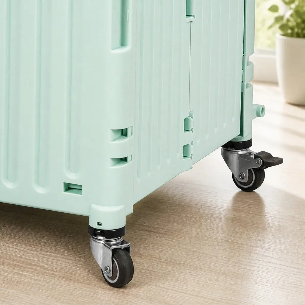 Folding Shopping Trolley Cart Collapsible Lightweight Green 65L