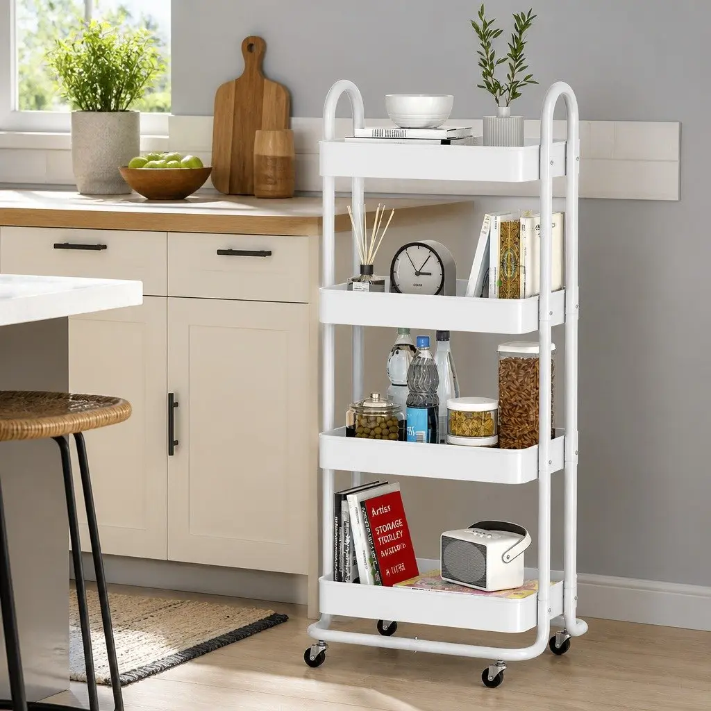 4-Tier Storage Trolley for Home Use
