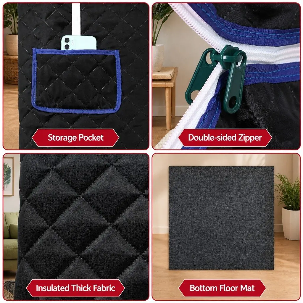 Portable Steam Sauna Tent 1000W 2L Steam Pot Home SPA Timer Chair Set