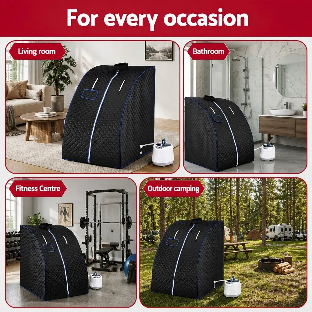 Portable Steam Sauna Tent 1000W 2L Steam Pot Home SPA Timer Chair Set