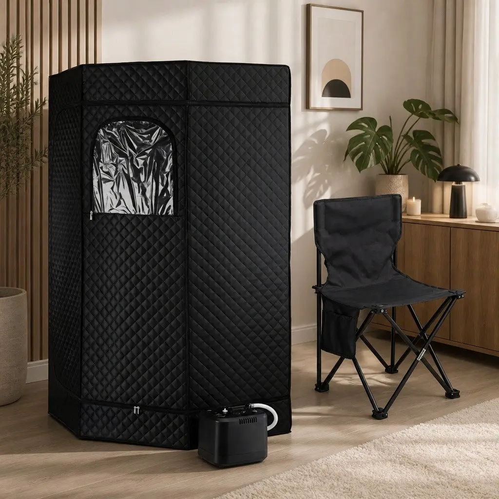 Portable Steam Sauna Tent 1000W 3L Steam Pot Full Body Home SPA Timer Chair