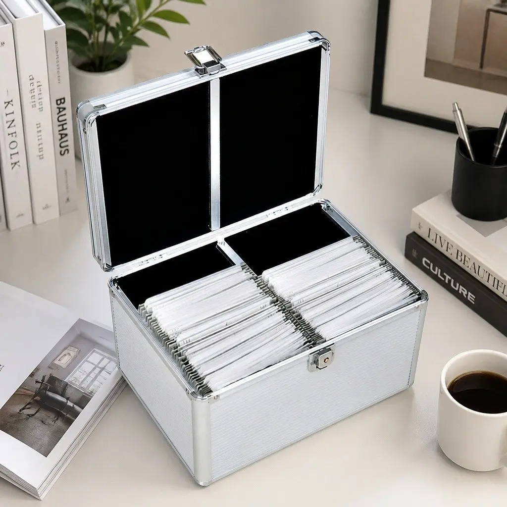 CD DVD Storage Case Aluminium Organizer Box 240 Discs Capacity with Velvet Lining