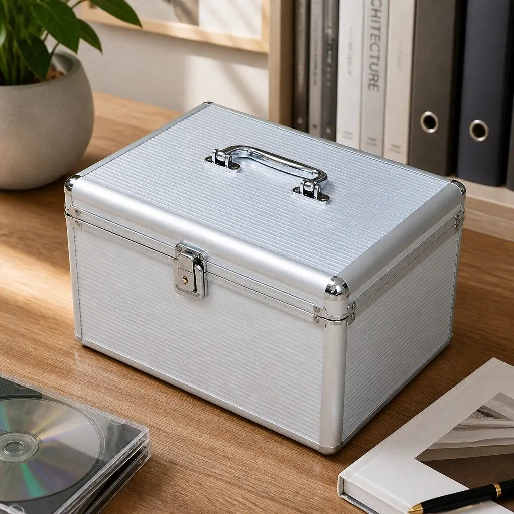 CD DVD Storage Case Aluminium Organizer Box 240 Discs Capacity with Velvet Lining