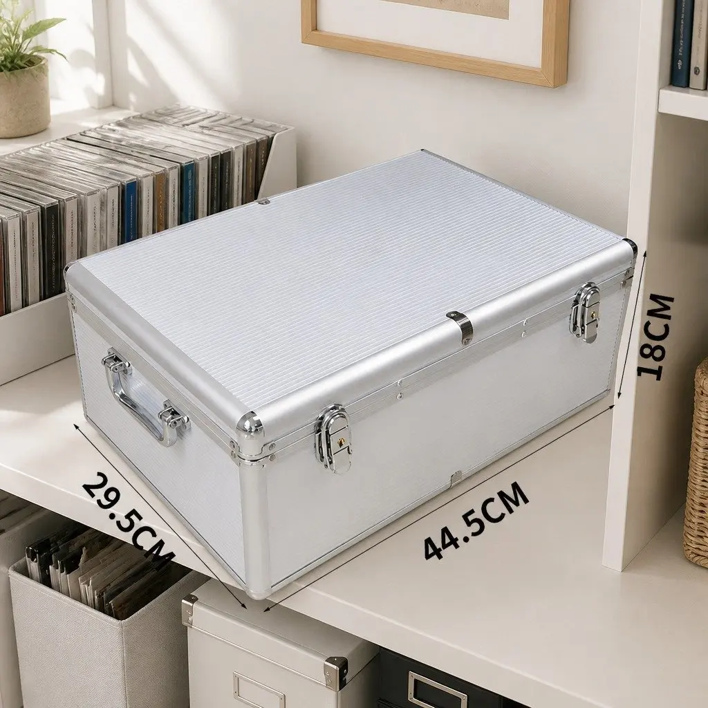 CD DVD Storage Case Aluminium 500 Disc Capacity with Black Velvet Lining