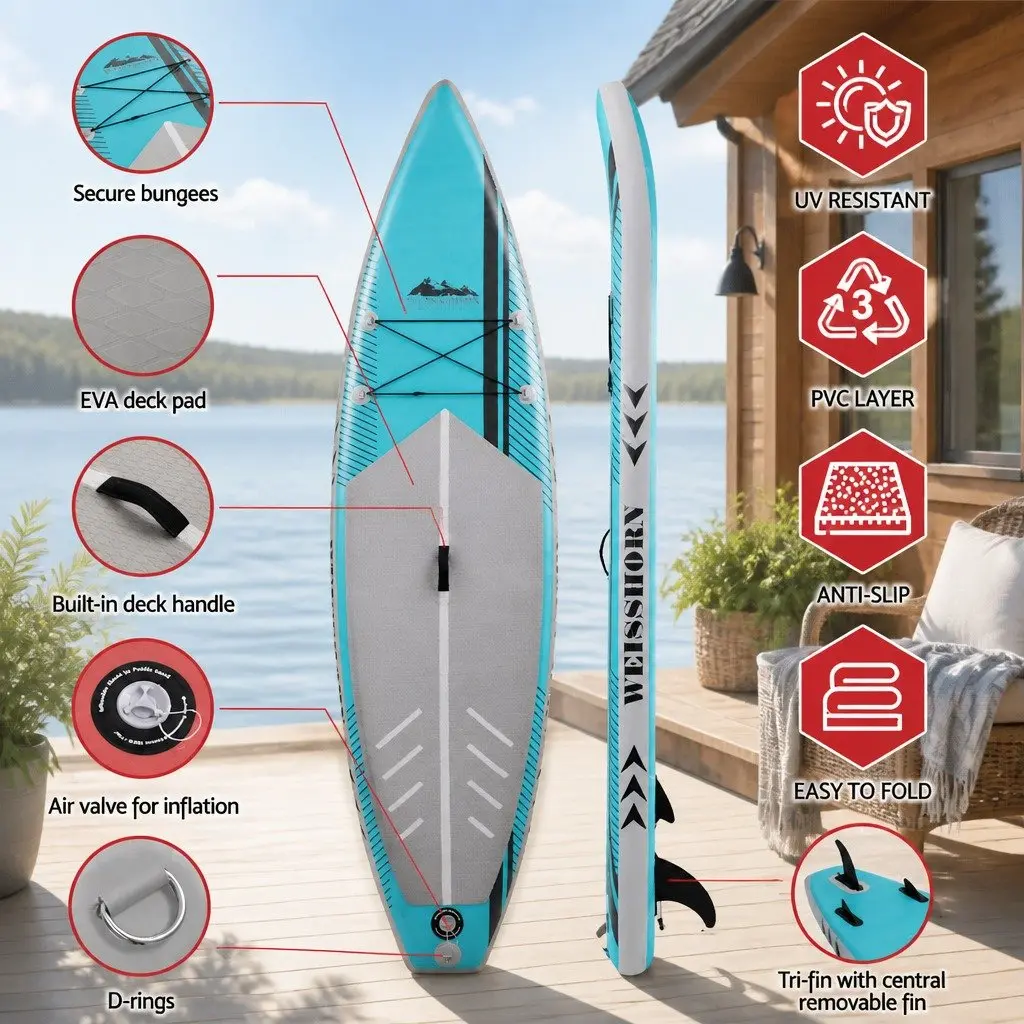 Inflatable Stand Up Paddle Board 10.5ft SUP Surfboard Paddleboard Green