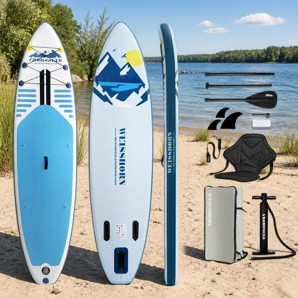 Stand Up Paddle Board 10.6ft Inflatable SUP Kayak Surfboard Paddleboard Blue