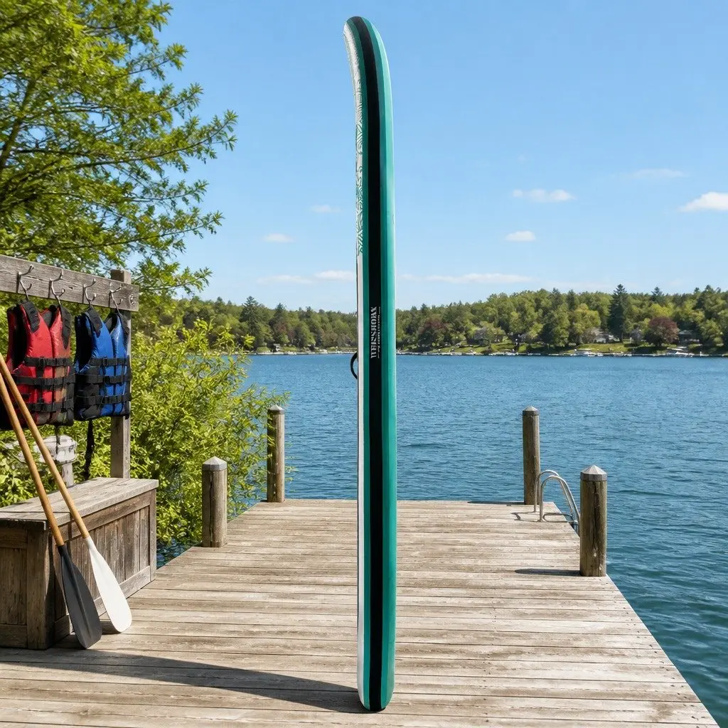 Inflatable Stand Up Paddle Board 10.6ft Green with Kayak Functionality and Adjustable Paddle