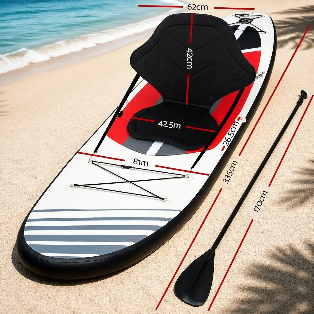 Inflatable Stand Up Paddle Board 11ft with Drop-Stitch Core Adjustable Paddle and Kayak Seat