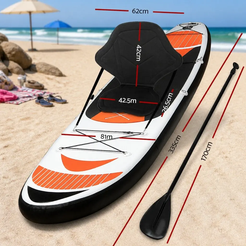 Inflatable Stand Up Paddle Board 11ft with Adjustable Paddle and Kayak Conversion Red