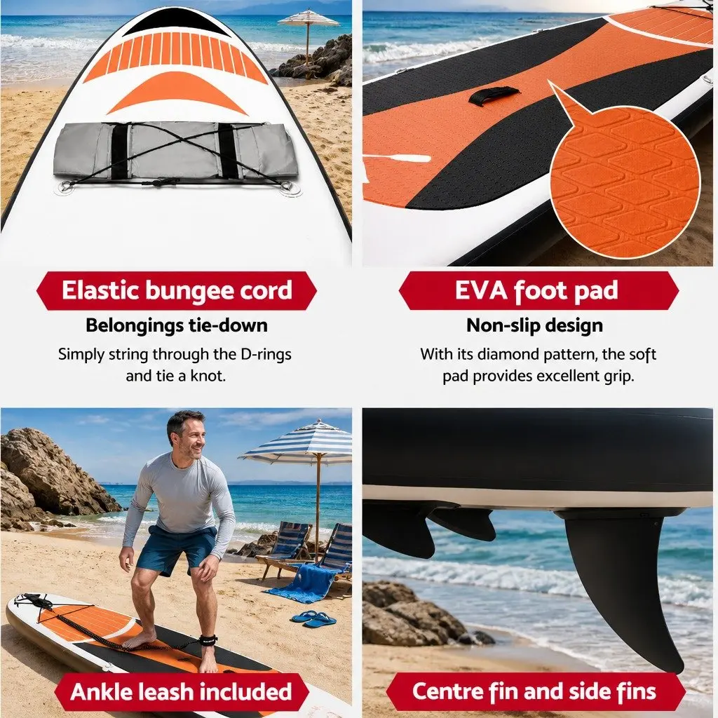 Inflatable Stand Up Paddle Board 11ft with Adjustable Paddle and Kayak Conversion Red
