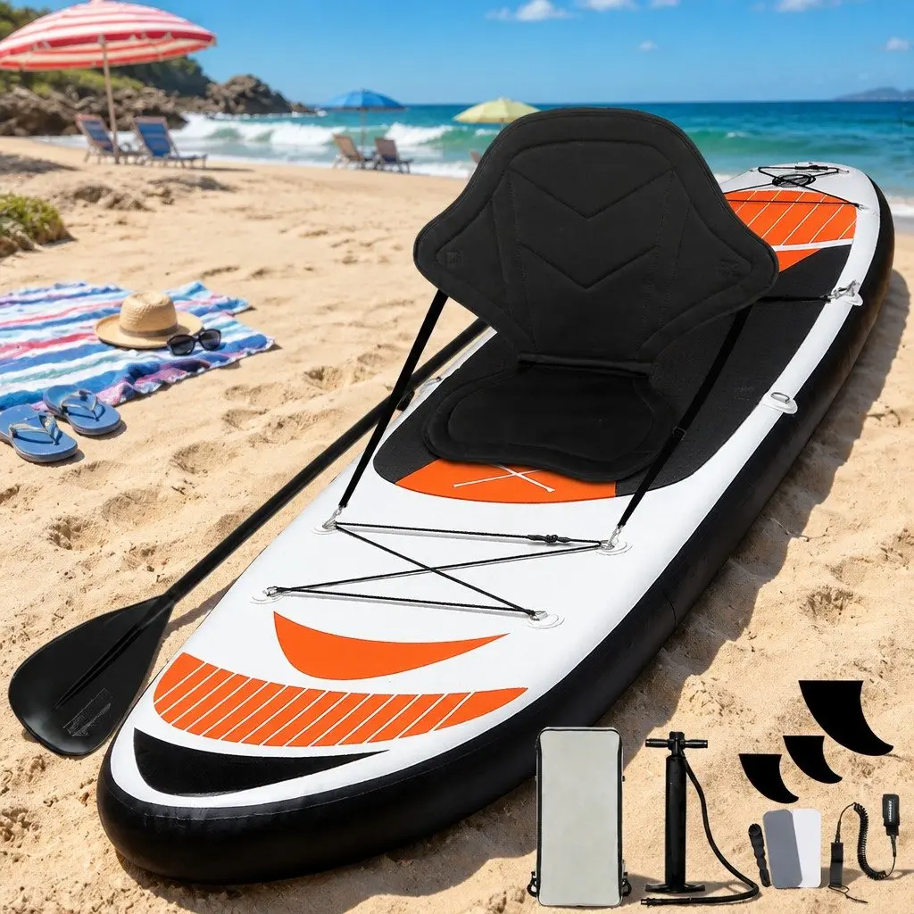 Inflatable Stand Up Paddle Board 11ft with Adjustable Paddle and Kayak Conversion Red