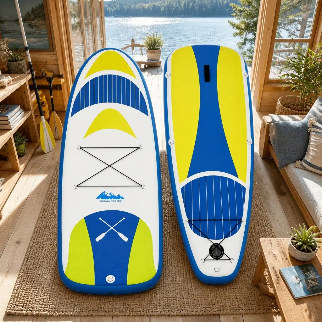 Inflatable Stand Up Paddle Board 11ft Yellow with Adjustable Paddle Kayak Seat