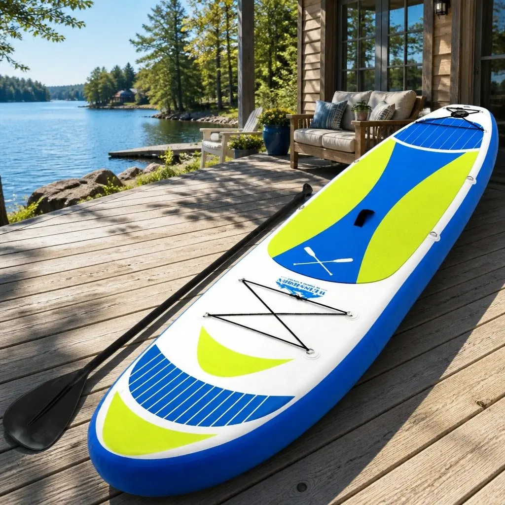 Inflatable Stand Up Paddle Board 11ft Yellow with Adjustable Paddle Kayak Seat