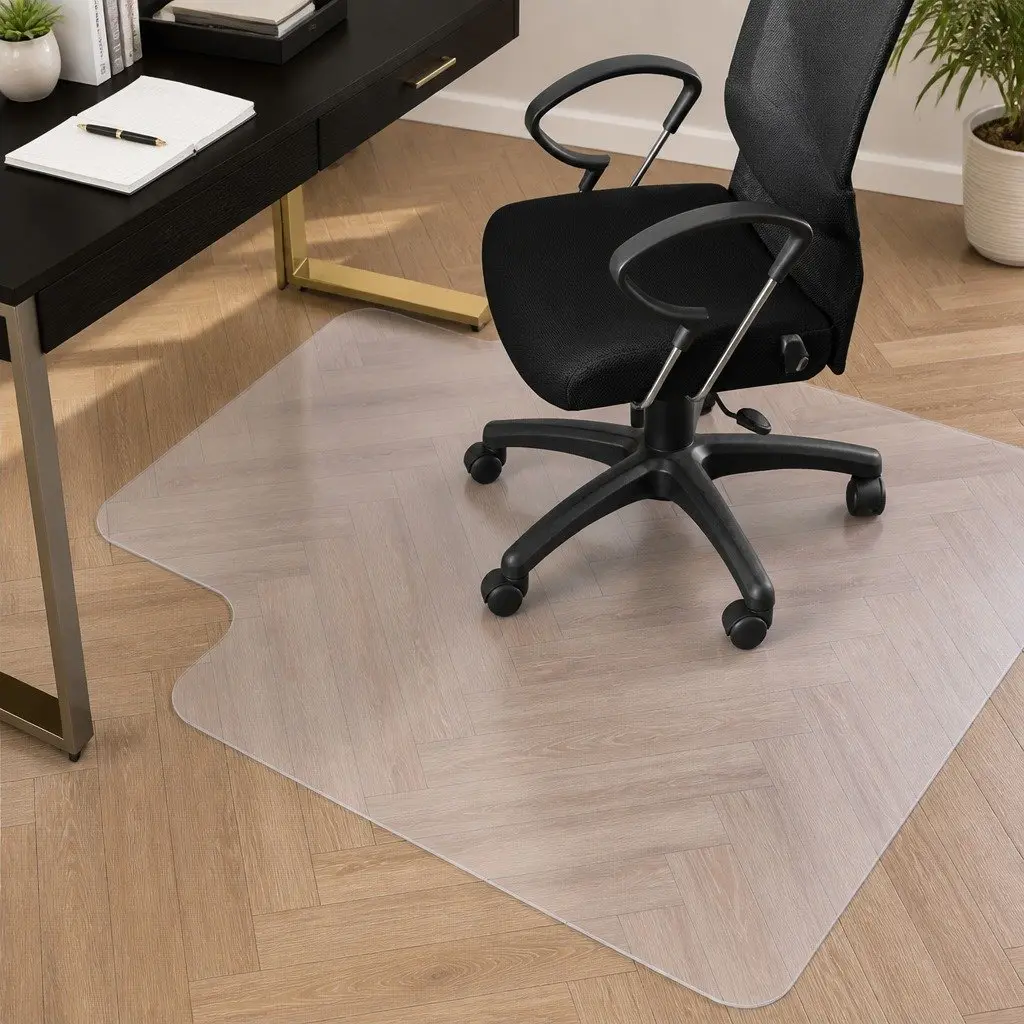 Chair Mat PVC Hard Floor Protector 135cm x 114cm Anti-Scratch Gripper Back