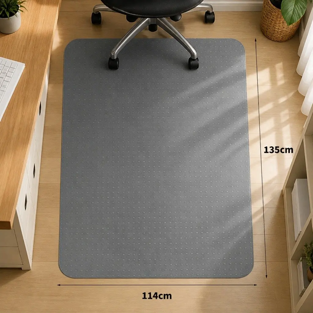 Chair Mat Gripper Backing 135cm x 114cm Black PVC Floor Protector for Carpeted Surfaces