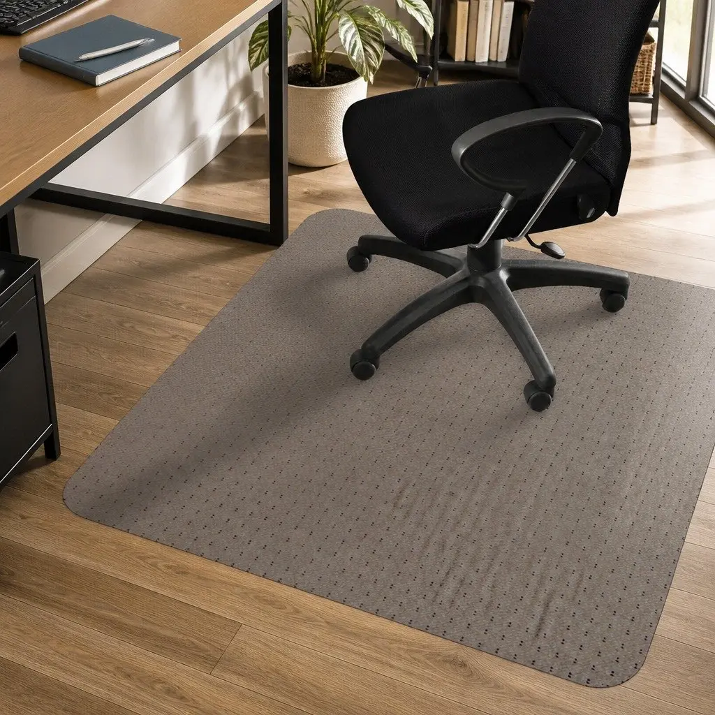 Chair Mat Gripper Backing 135cm x 114cm Black PVC Floor Protector for Carpeted Surfaces