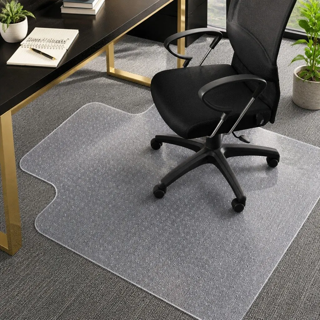 Chair Mat Carpet Floor Protection Office Home PVC 135cm x 114cm Gripper