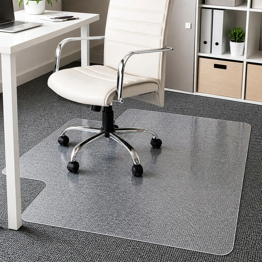 Chair Mat Carpet Floor Protection Office Home PVC 135cm x 114cm Gripper