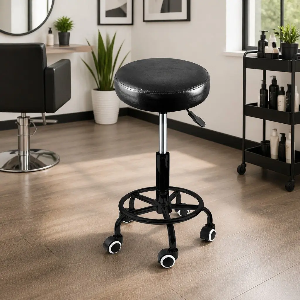 Salon Swivel Bar Stools Adjustable Height 360 Degree Rotation Black