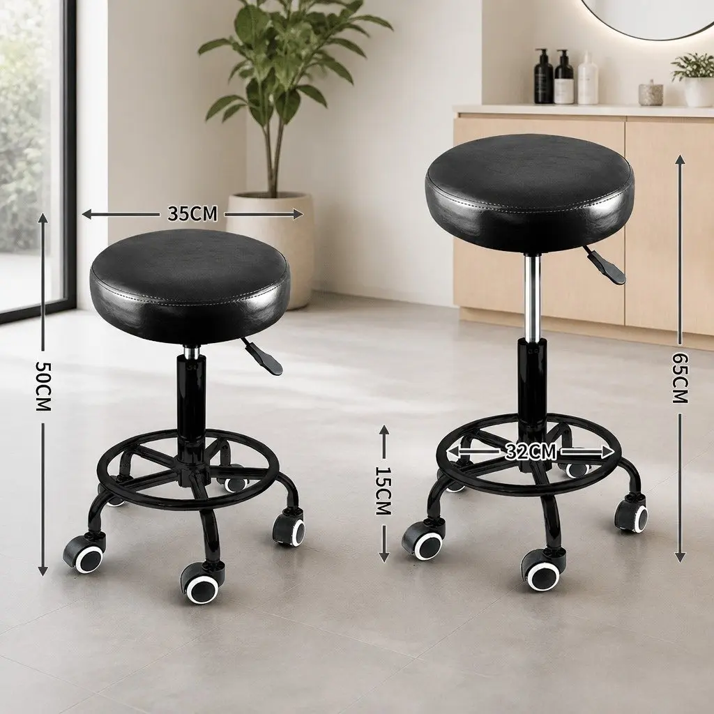 Salon Swivel Bar Stools Adjustable Height 360 Degree Rotation Black