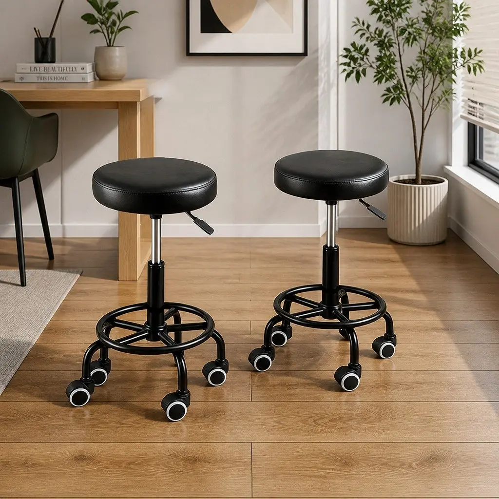 Salon Swivel Bar Stools Adjustable Height 360 Degree Rotation Black