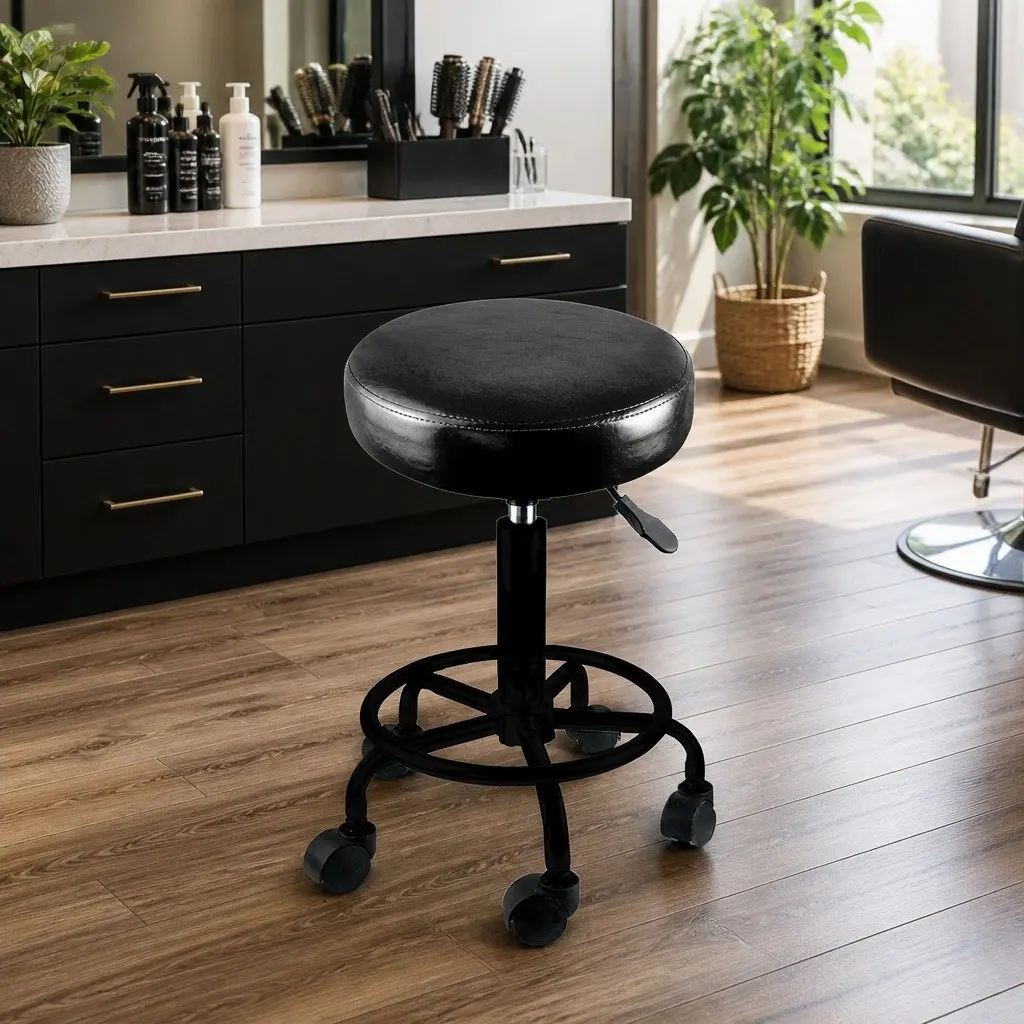 Salon Swivel Bar Stools Adjustable Height 360 Degree Rotation Black