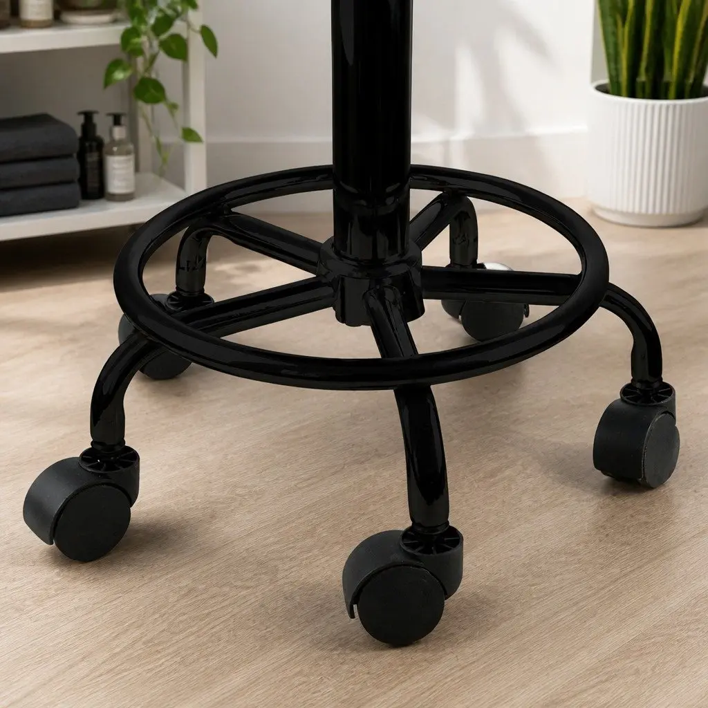Salon Stool Swivel Bar Stools Black PU Leather Gas-Lift Height Adjustable Pack