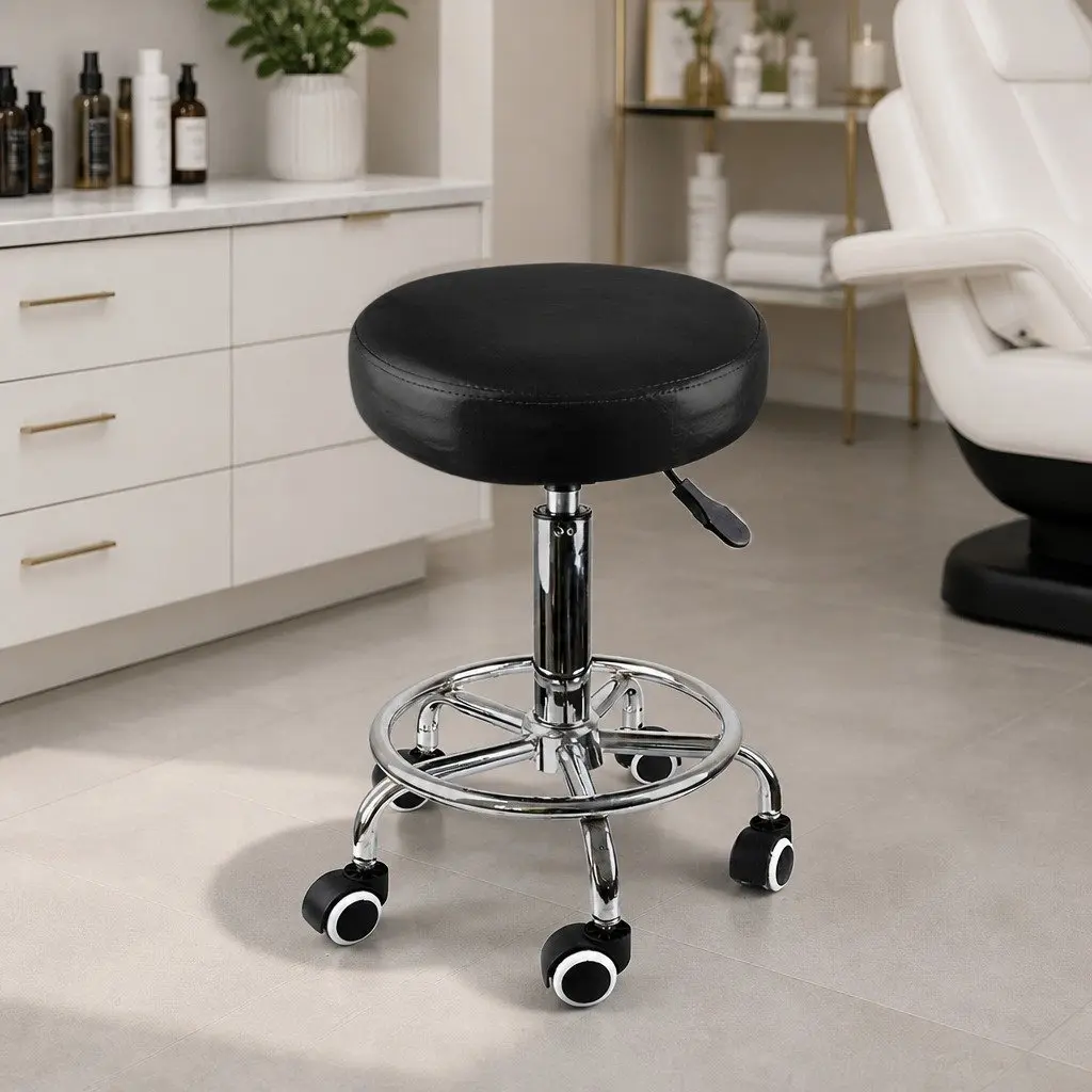 Bar Stools Height Adjustable Modern Swivel PU Leather Chrome Base