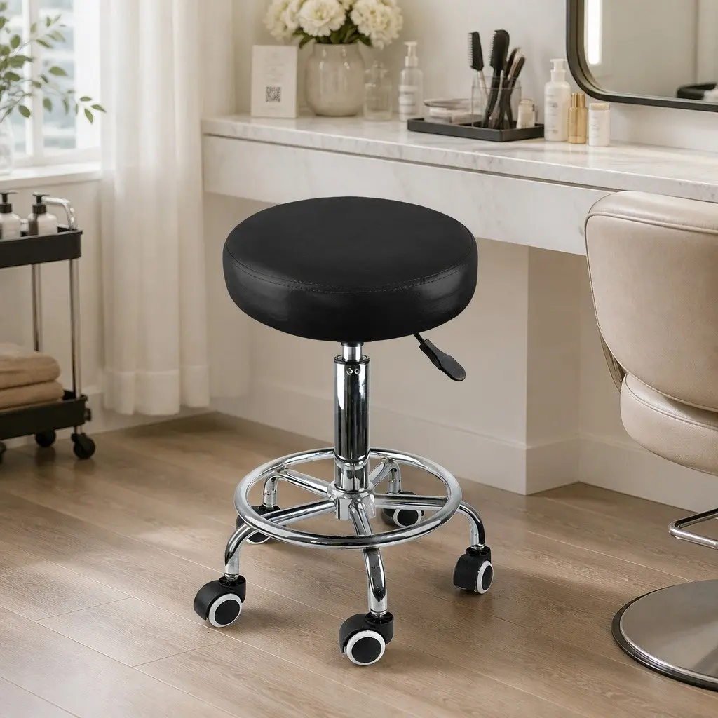 Salon Stool Swivel Bar Stools 360 Rotation Gas Lift High Density Foam Seat
