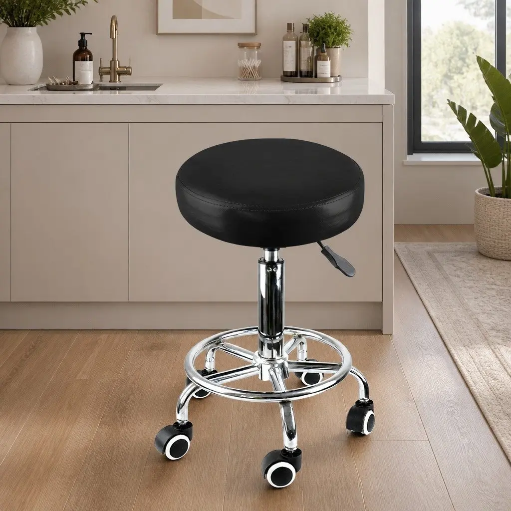 Salon Stool Swivel Bar Stools 360 Rotation Gas Lift High Density Foam Seat