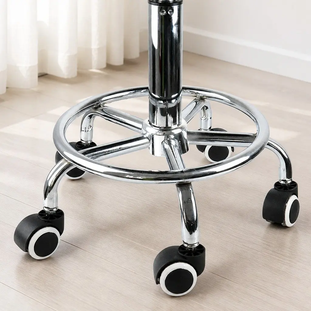 Height Adjustable Salon Stool with 360 Degree Rotation and Teal PU Leather Upholstery