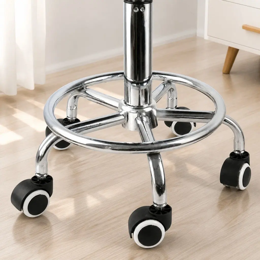 Salon Stool Teal PU Leather Seat Swivel 360 Degree Height Adjustable
