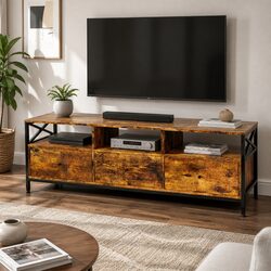 TV Stand Cabinet 147cm Industrial Entertainment Unit Open Shelves Drawers