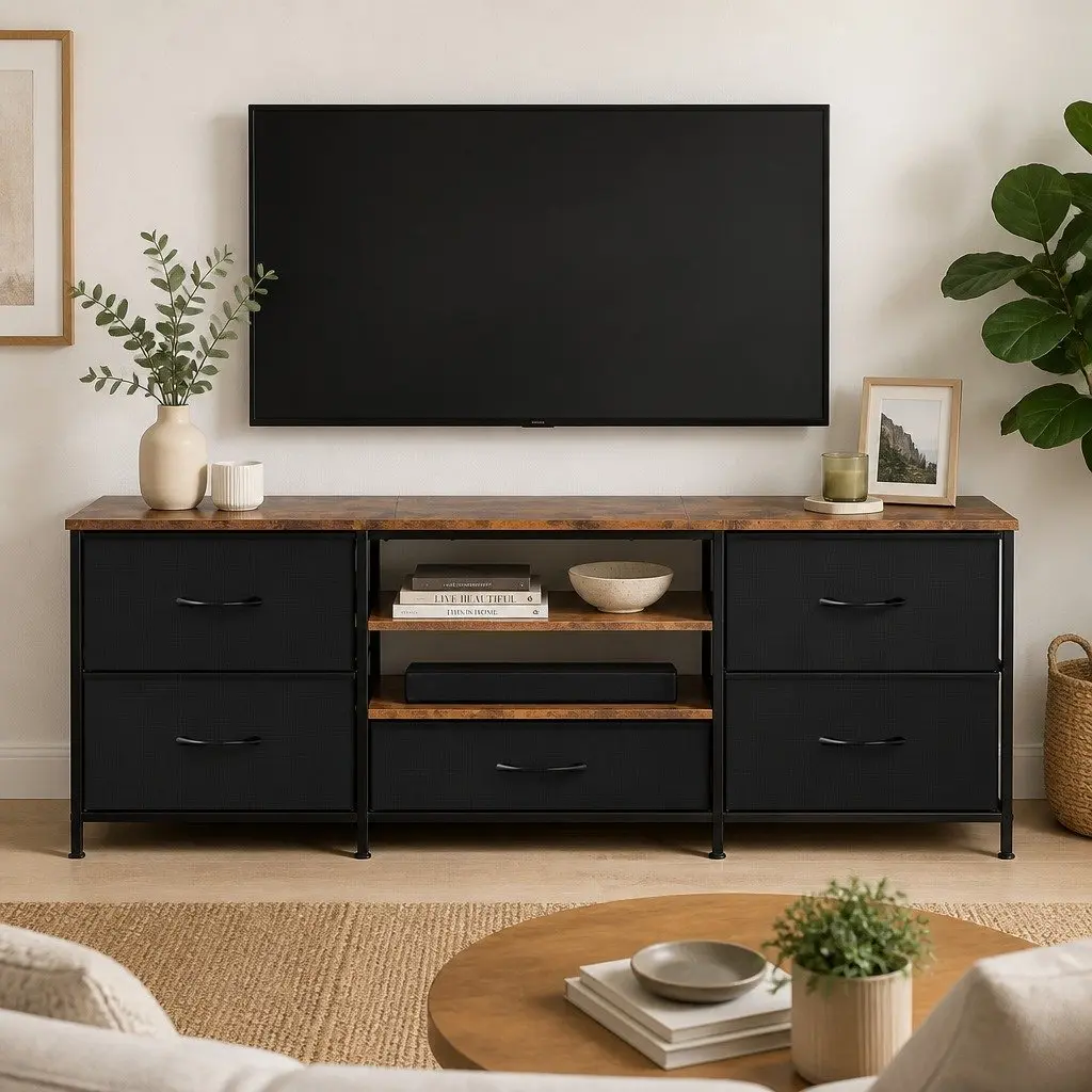 TV Stand Cabinet Storage Unit 140cm with 5 Drawers for Living Room