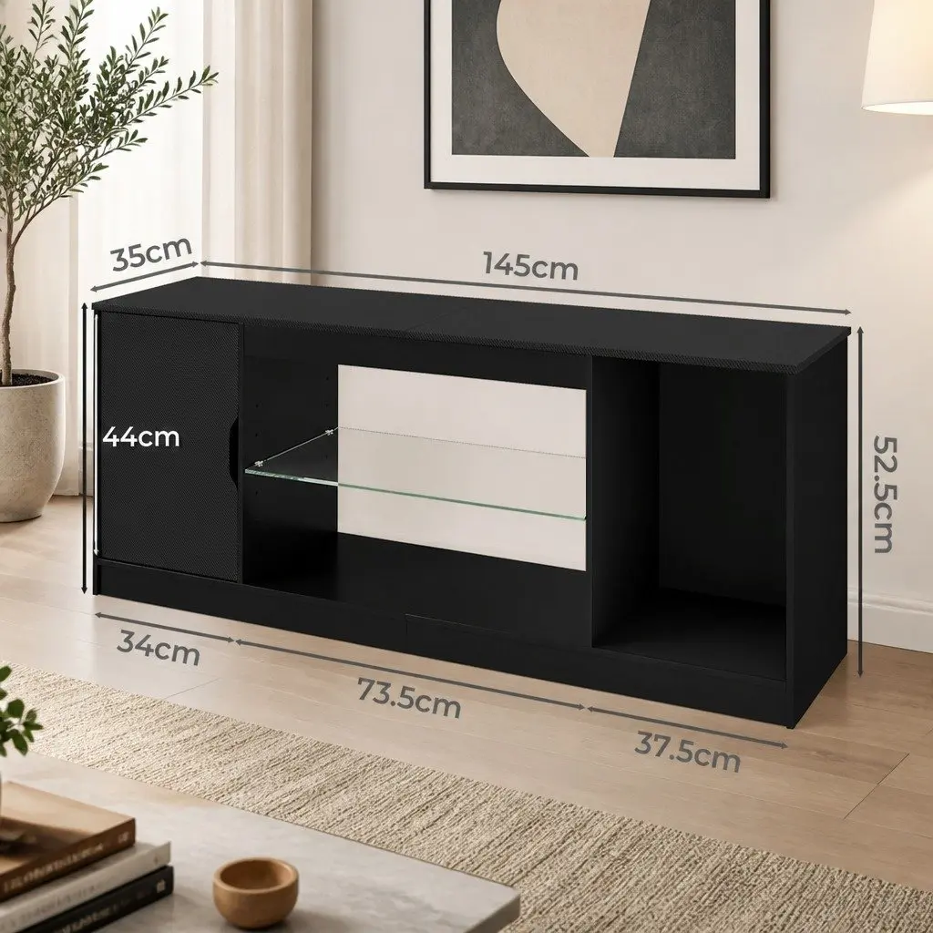 Black TV Stand with LED Lighting for Media