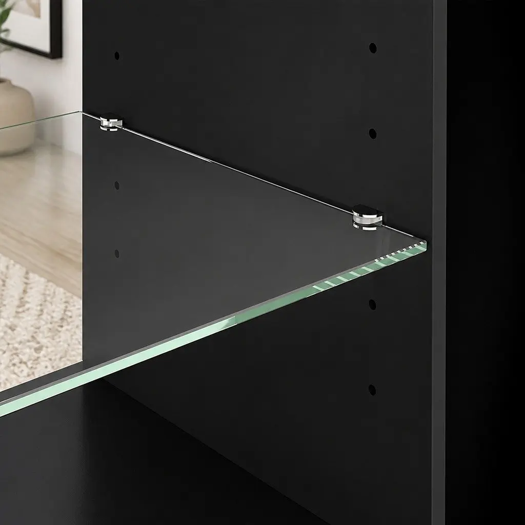 Black TV Stand with LED Lighting for Media