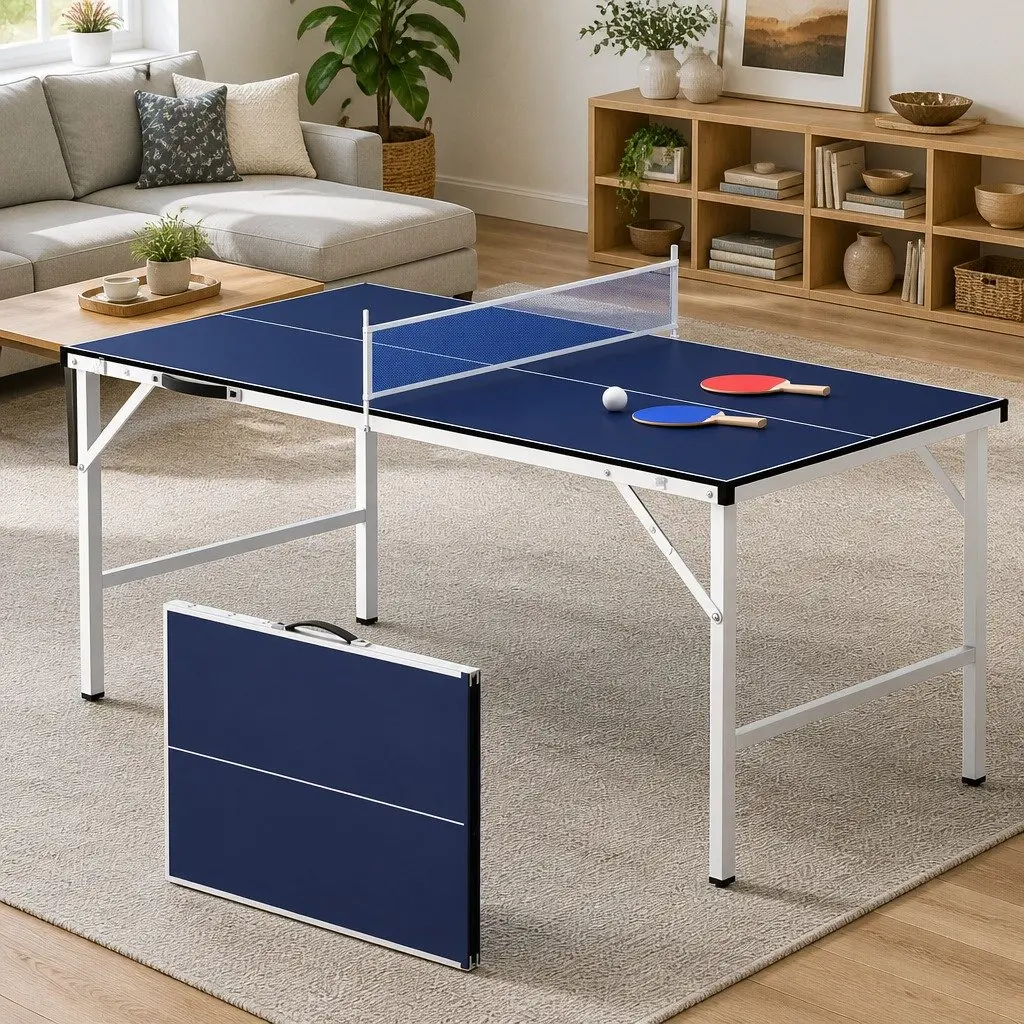 Table Tennis Table Portable Foldable Blue Indoor Family Game