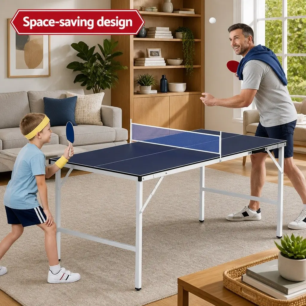 Table Tennis Table Portable Foldable Blue Indoor Family Game