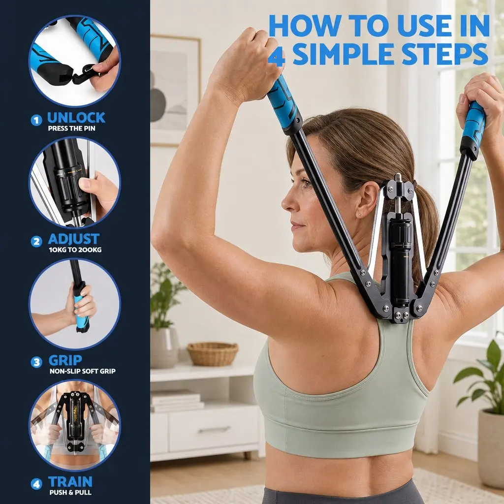 Hydraulic Arm Exerciser Chest Trainer 10-200kg Adjustable Resistance Push Pull