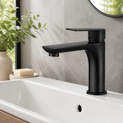 Bathroom Basin Mixer Tap Black Sink Faucet Vanity Hot Cold Water Brass Ceramic