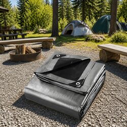 Poly Tarp 3x3.6m Silver-Black Canvas Heavy Duty Waterproof Camping Sun Cover