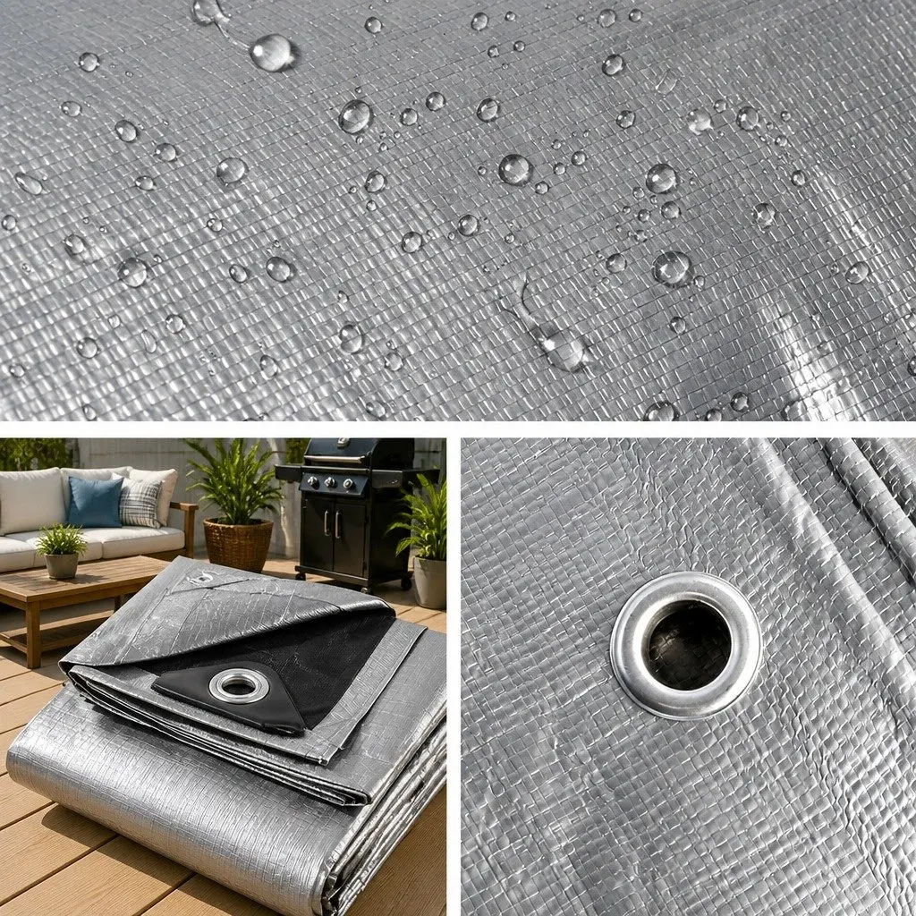 Heavy Duty Poly Tarp Waterproof 6x9m Camping Caravan Sun Shade Cover
