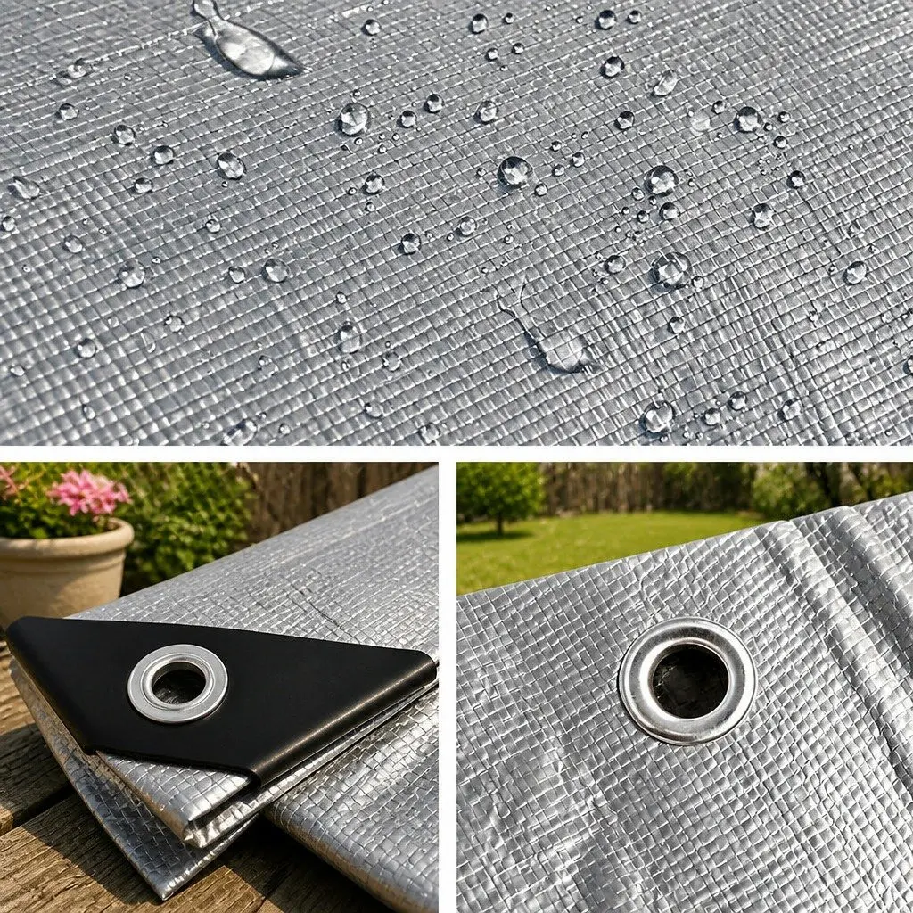 Poly Tarp Heavy Duty Waterproof 9x12m Camping Caravan Sun Shade Cover