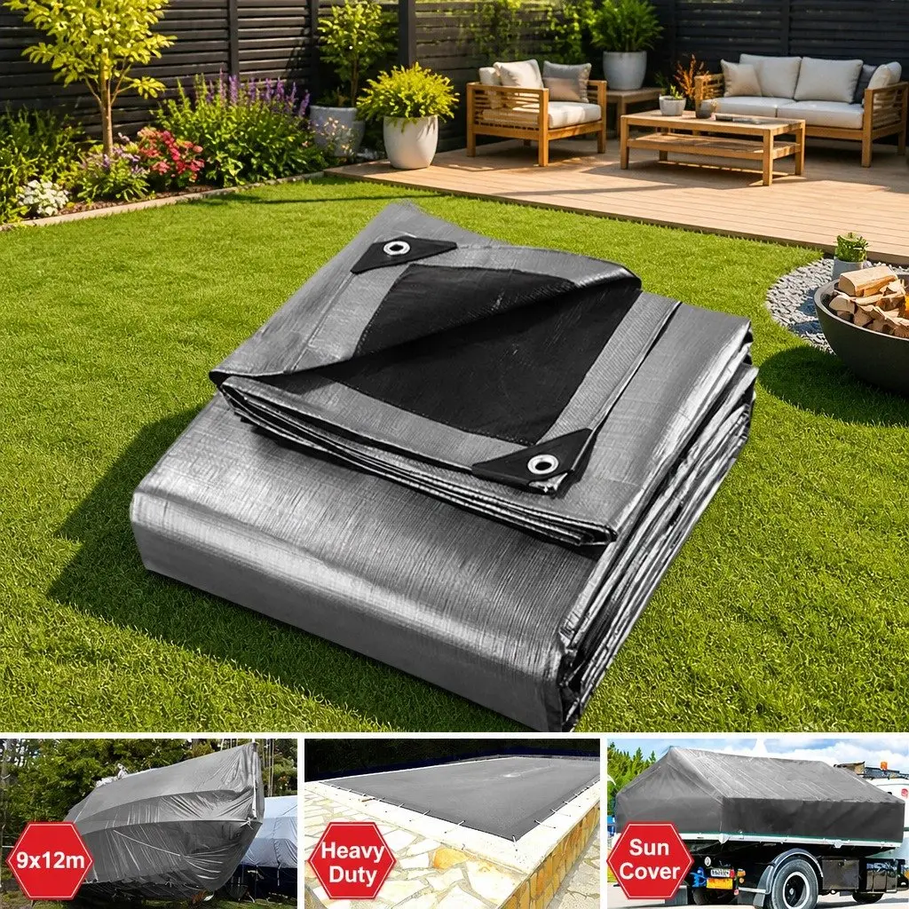 Poly Tarp Heavy Duty Waterproof 9x12m Camping Caravan Sun Shade Cover