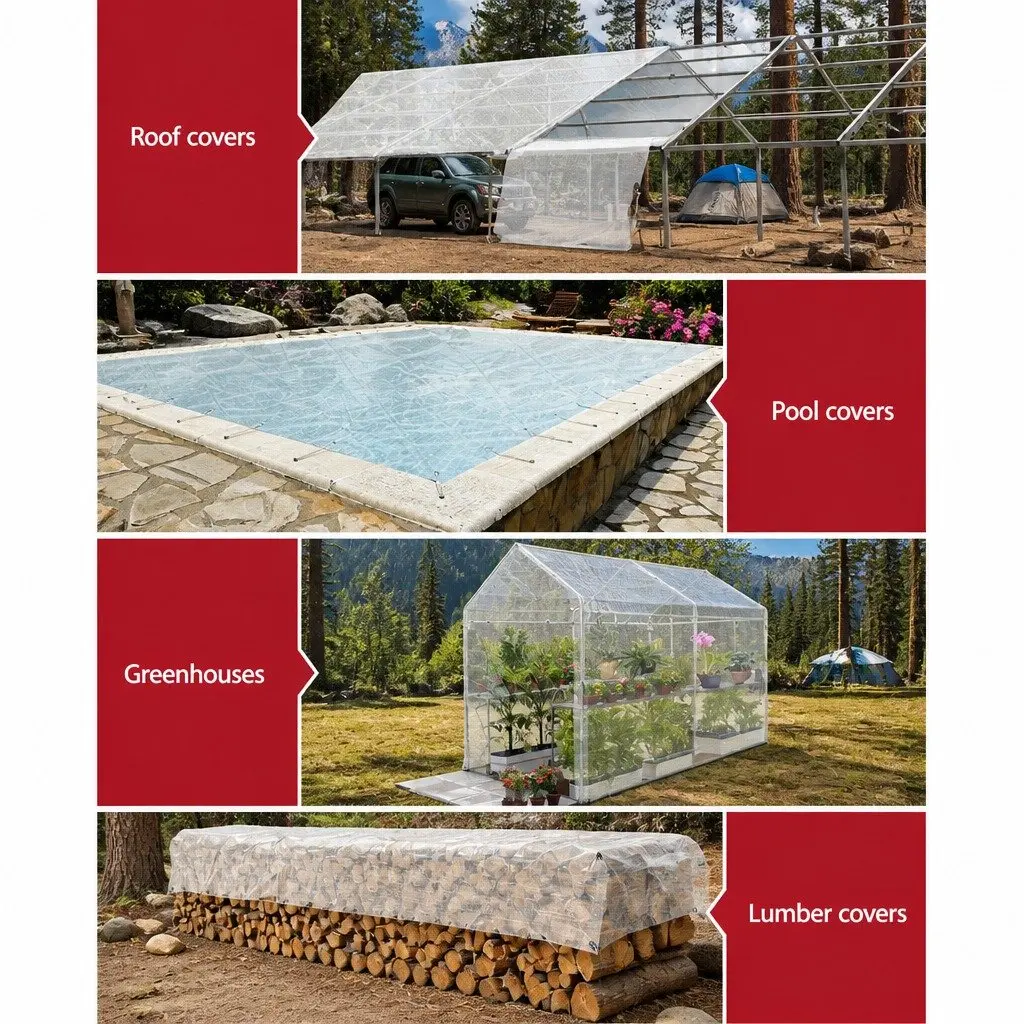 Poly Tarp Clear Waterproof Heavy Duty 3x4m Outdoor Camping Caravan Cover