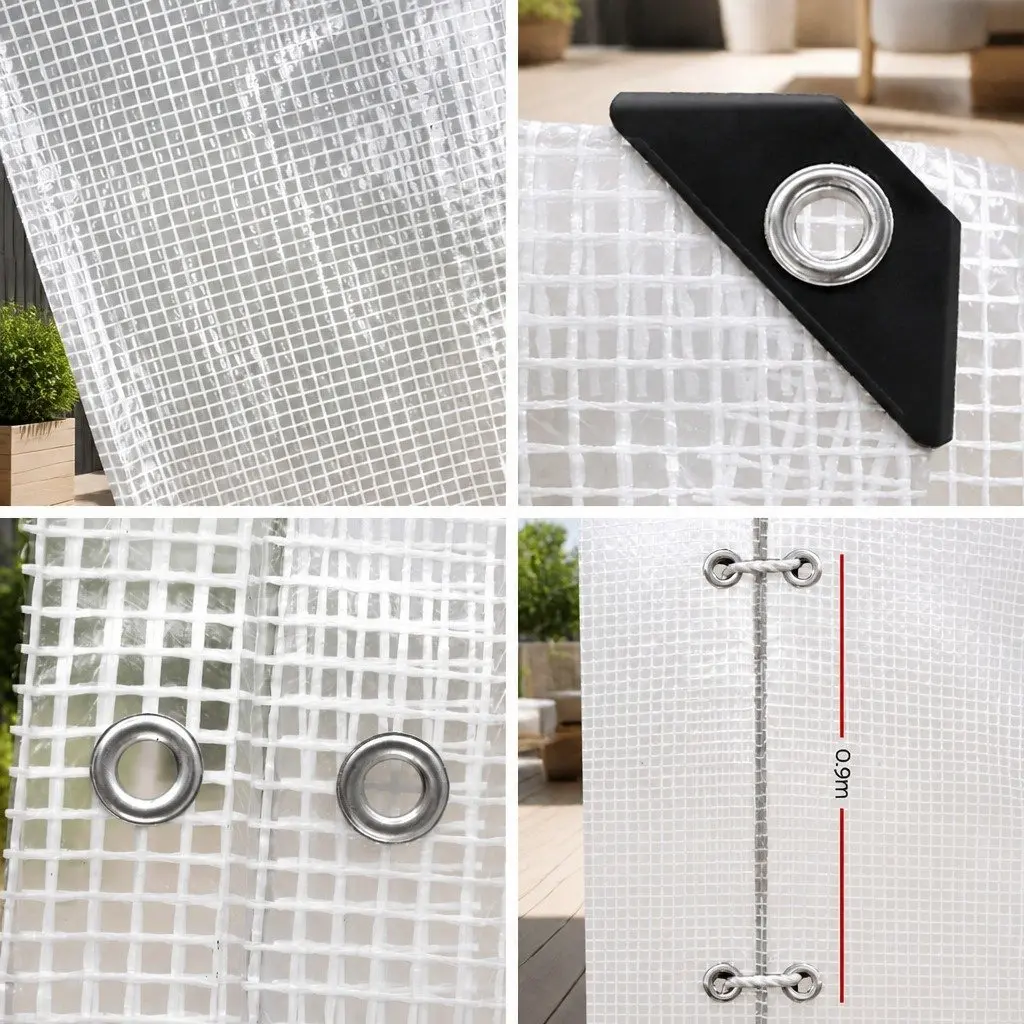 Heavy Duty Poly Tarp Clear Waterproof 5x6m UV Resistant Reinforced