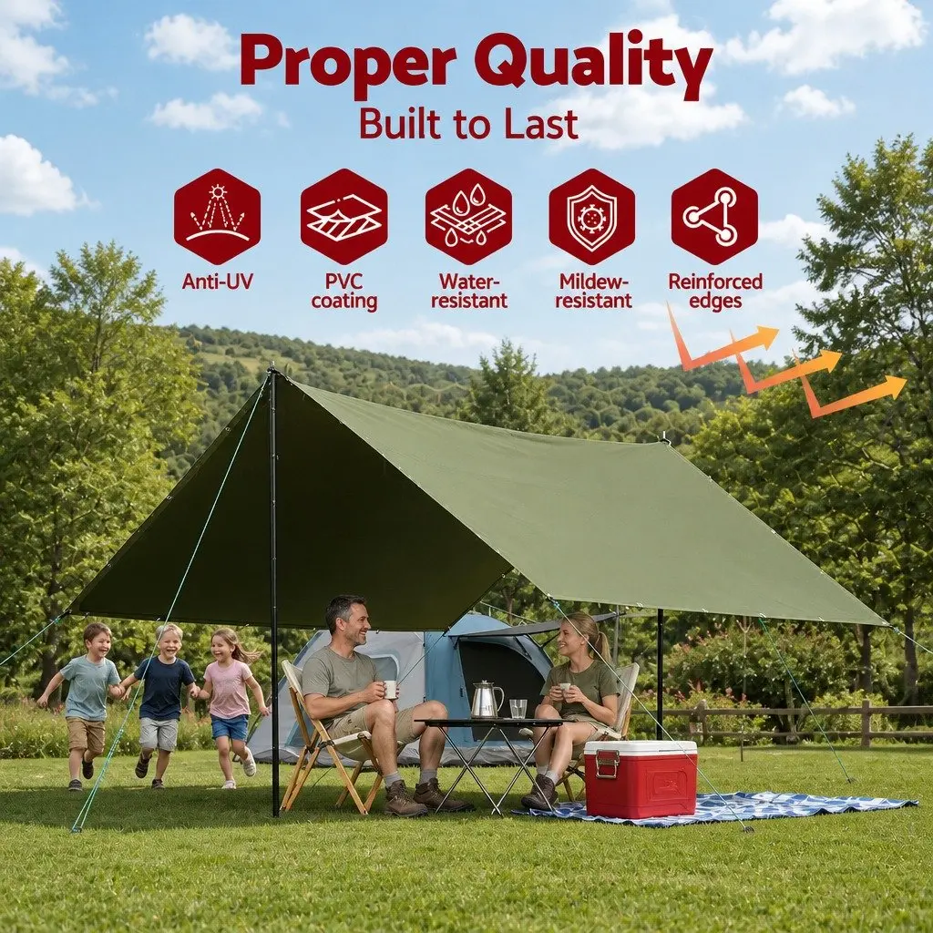 Heavy Duty Tarp Waterproof UV Resistant 2x3m Canvas Camping Caravan Tarpaulin
