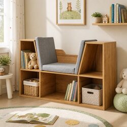 Your Child's Toy Box Bookcase with Cushion - Brown