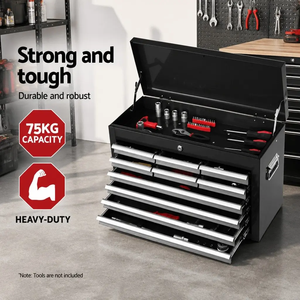 Tool Cabinet 10 Drawer Storage Organizer Black Grey 60cm x 26cm x 38cm